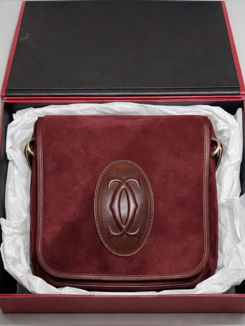 CARTIER 1970’s Suede Leather Flap Crossbody Saddle Bag Rare Antique Vintage - Picture 4 of 11